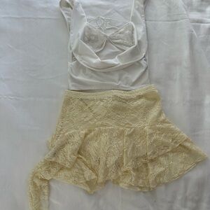 White and yellow two piece lace set